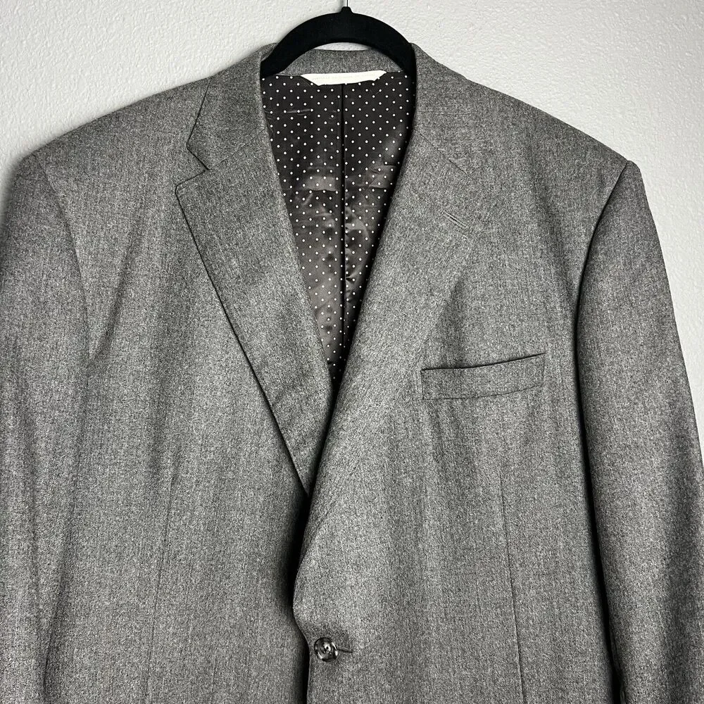 Samuelsohn 100% Wool SB Gable Super 120's Sport Coat Blazer Custom Size 44R Gray